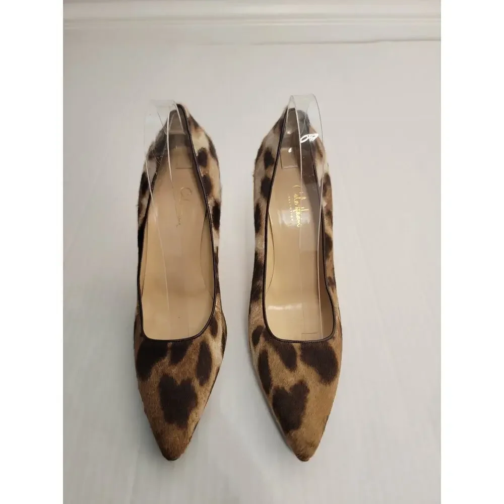 COLE HAAN Shoes Heels 10.5 B Animal Print Pony Hair Stiletto Stacked Wood Italy_2